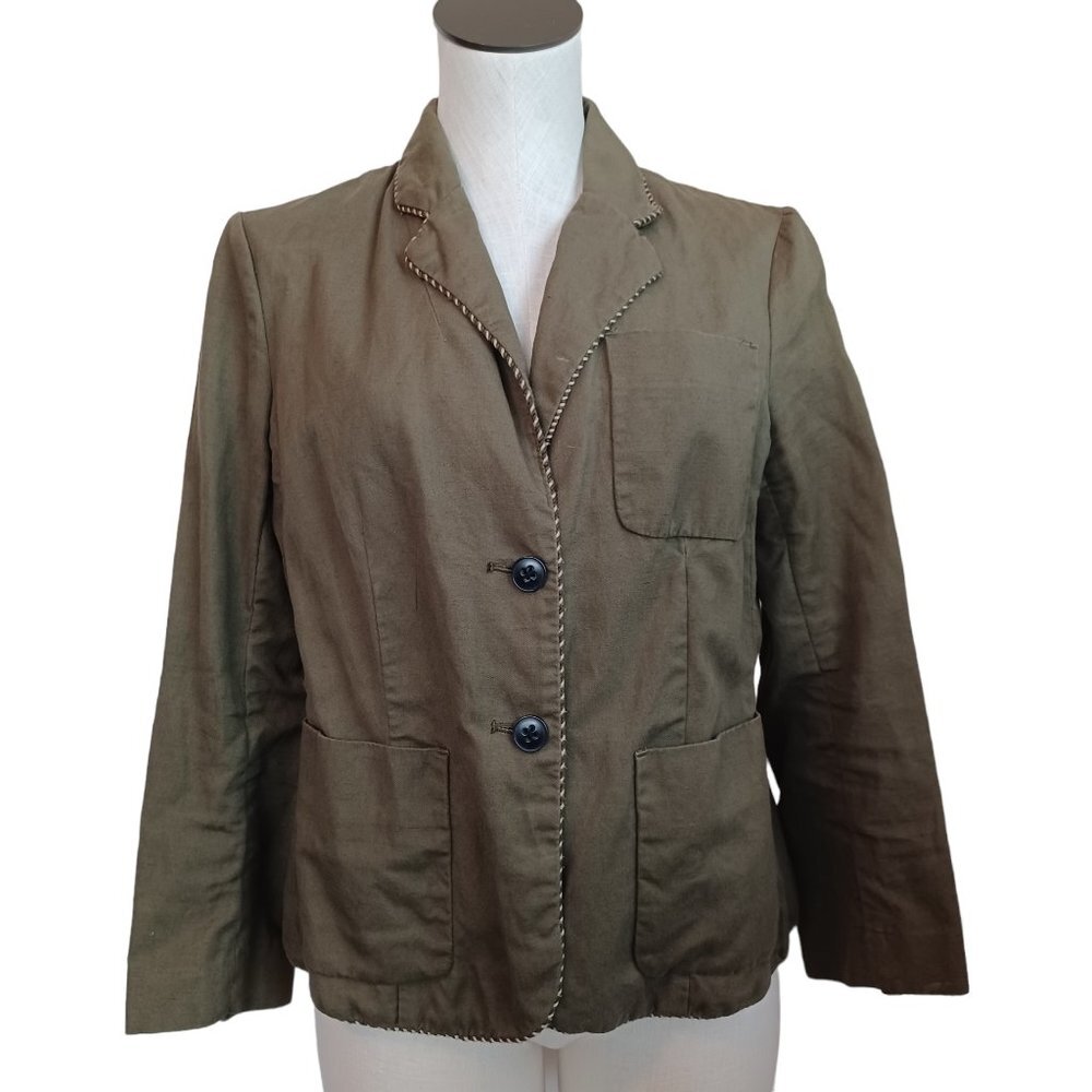 Anthropologie Jacket Cartonnier Linen Blend Blazer Size 10
